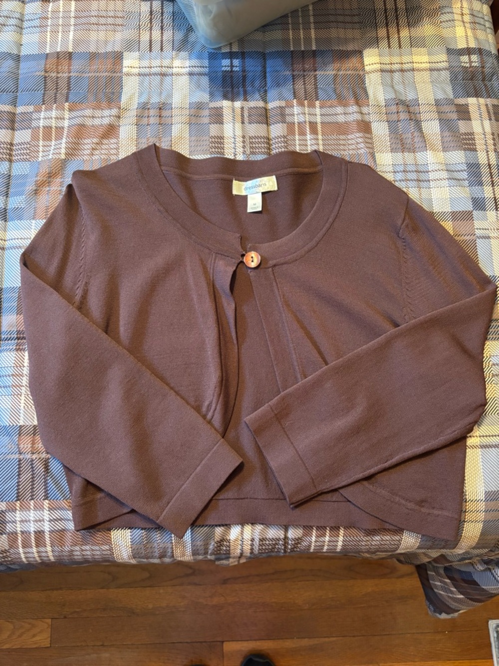dressbarn Brown Knit Cropped Bolero